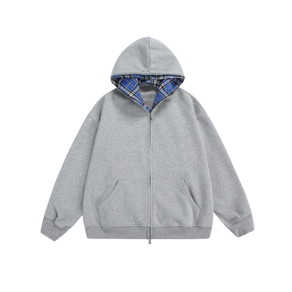 CHEQUERED LINE ZIP HOODIE