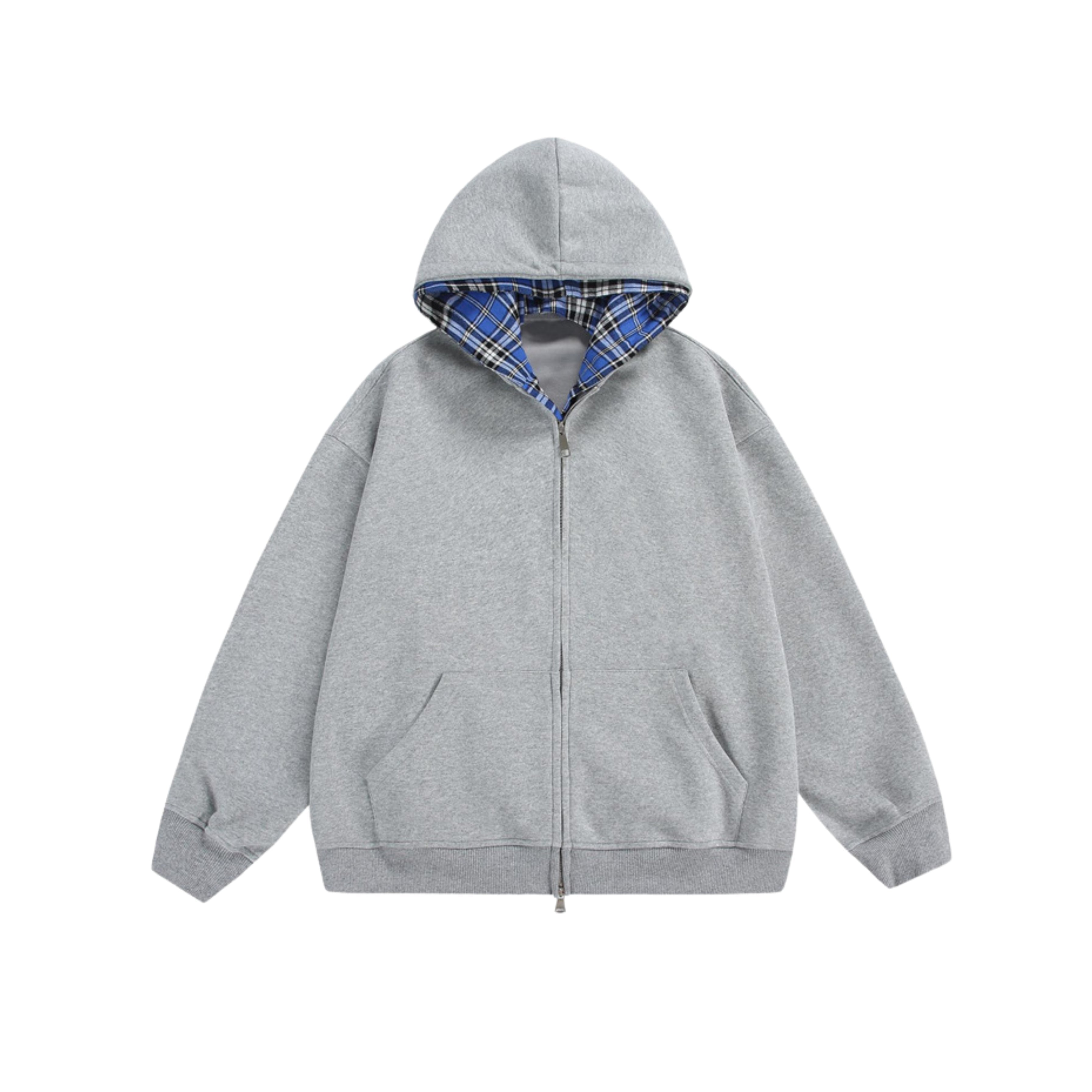 CHEQUERED LINE ZIP HOODIE