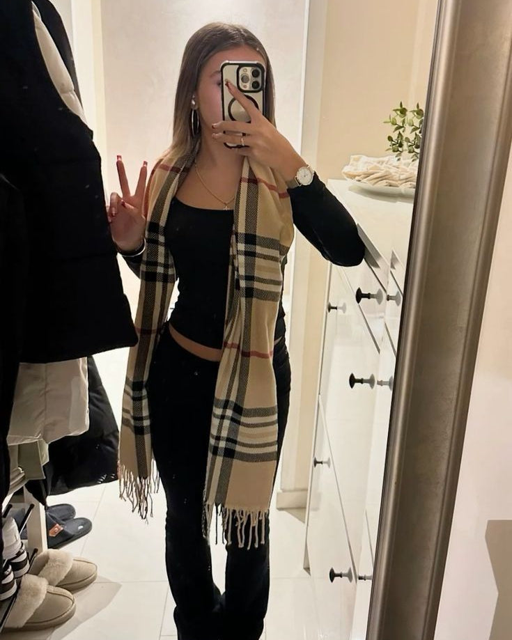 CHEQUERED CASHMERE SCARF