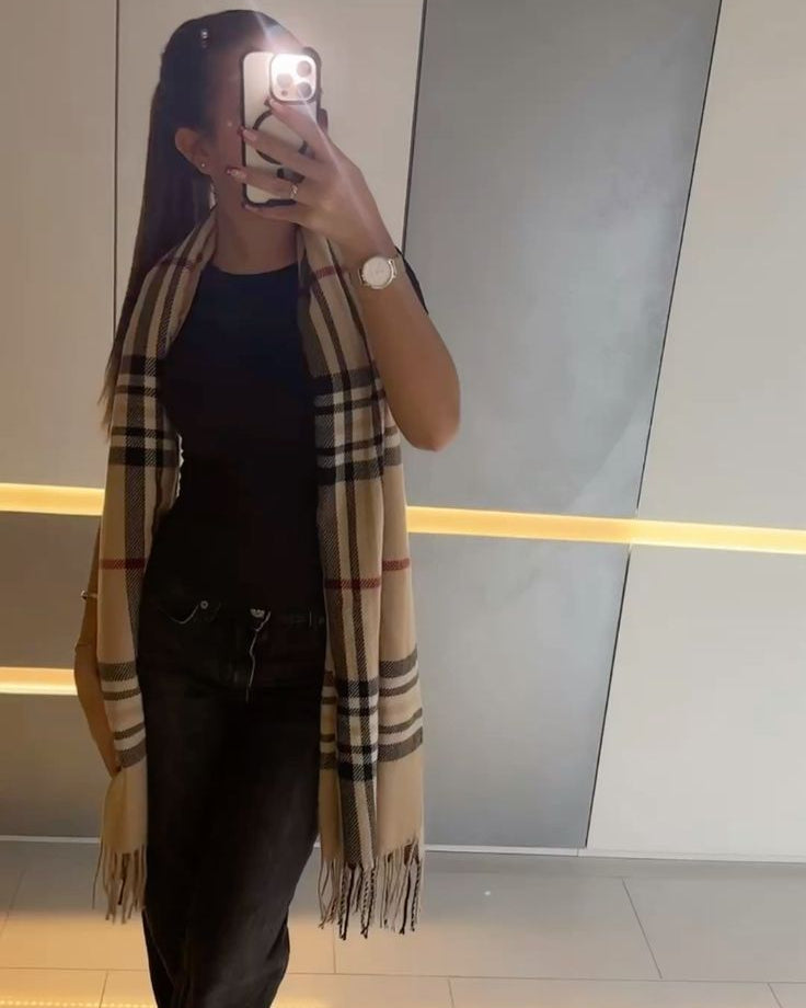 CHEQUERED CASHMERE SCARF
